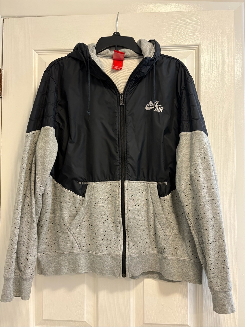 Nike Air Colorblock Full Zip Hoodie Jacket Grey Black Speckle Men’s XL Fits M/L